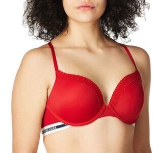 Tommy Hilfiger Red Classic Tee Push-up Underwire Women's Bra Size 34B